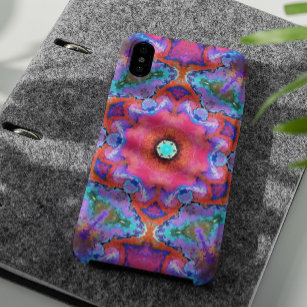 Psychedelic Hippie Flower Pink Blue and Orange Case-Mate iPhone Case