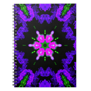 Psychedelic Hippie Flower Pink Purple and Green Notebook