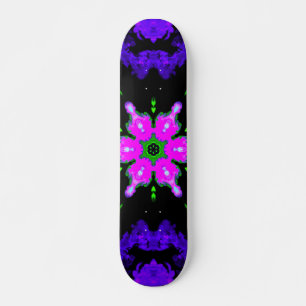 Psychedelic Hippie Flower Pink Purple and Green Skateboard