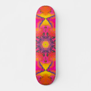Psychedelic Hippie Flower Pink Purple and Yellow Skateboard