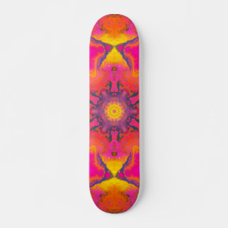 Psychedelic Hippie Flower Pink Purple and Yellow Skateboard