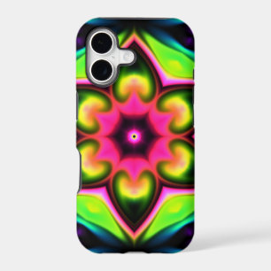 Psychedelic Hippie Flower Pink Yellow and Green