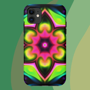 Psychedelic Hippie Flower Pink Yellow and Green Case-Mate iPhone Case