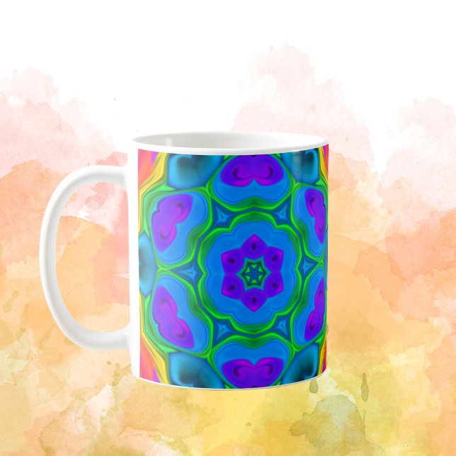 Psychedelic Hippie Flower Rainbow Coffee Mug (Creator Uploaded)