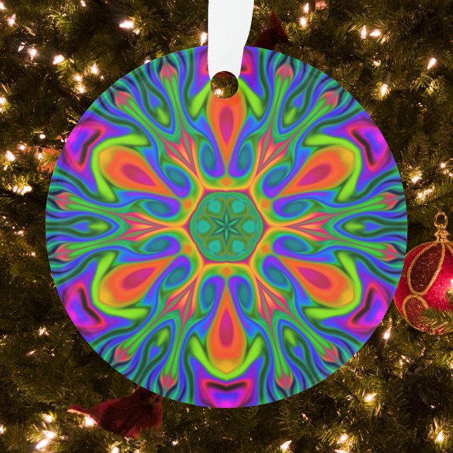 Psychedelic Hippie Flower Rainbow Ornament (Creator Uploaded)