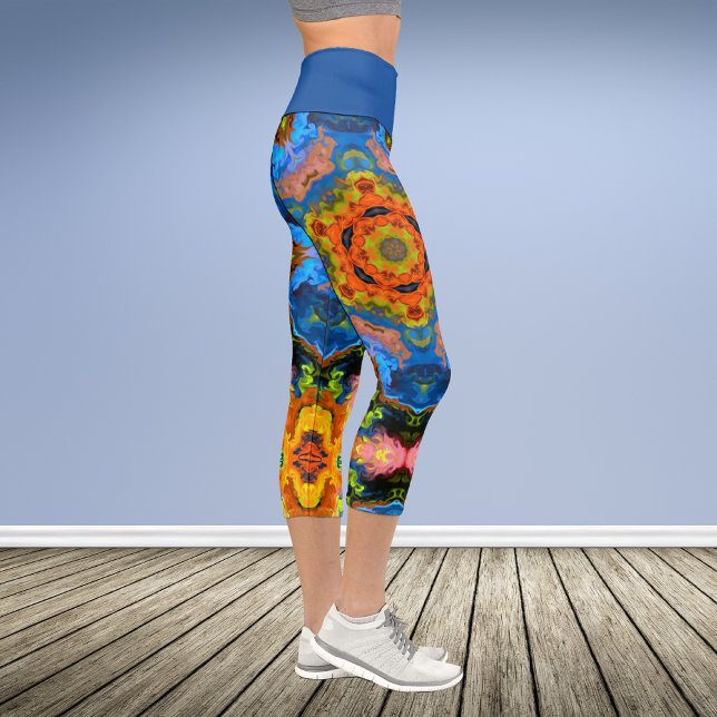 Psychedelic Hippie Orange Blue and Green Leggings (Creator Uploaded)