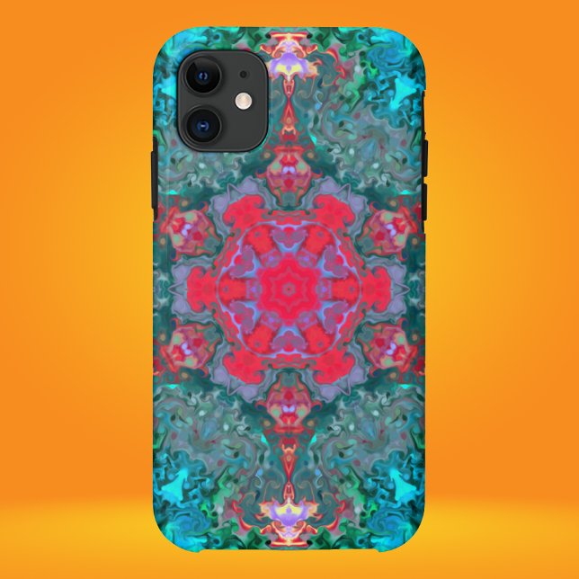 Psychedelic Hippie Pink Teal and Blue Case-Mate iPhone Case (Creator Uploaded)