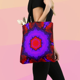 Psychedelic Hippie Purple and Red Tote Bag