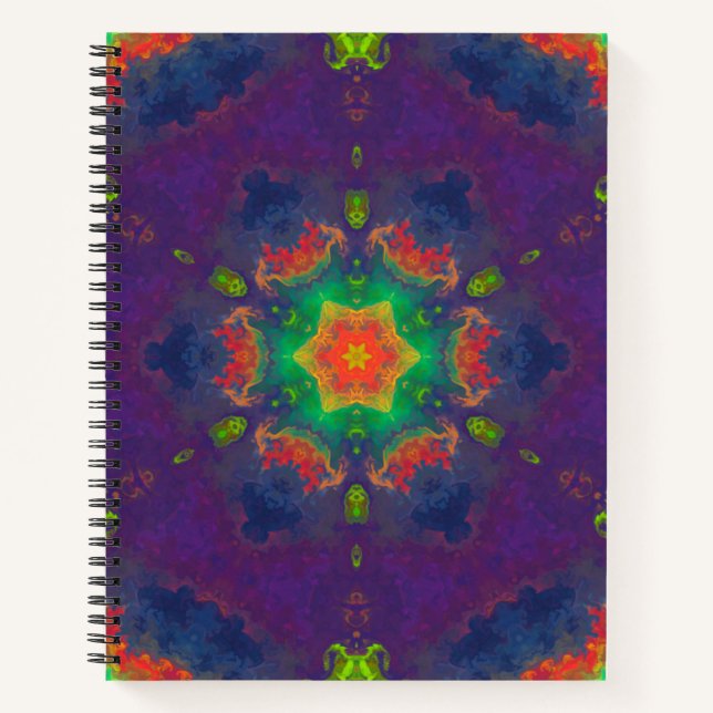 Psychedelic Hippie Purple Orange and Green Notebook (Front)