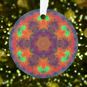 Psychedelic Hippie Purple Orange and Green Ornament