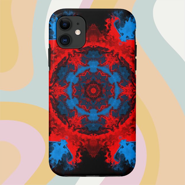 Psychedelic Hippie Red and Blue Case-Mate iPhone Case (Creator Uploaded)