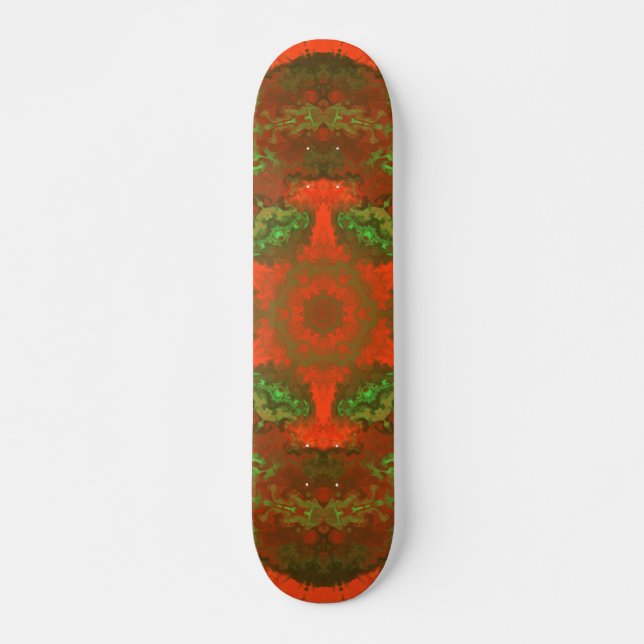 Psychedelic Hippie Red and Green Skateboard (Front)