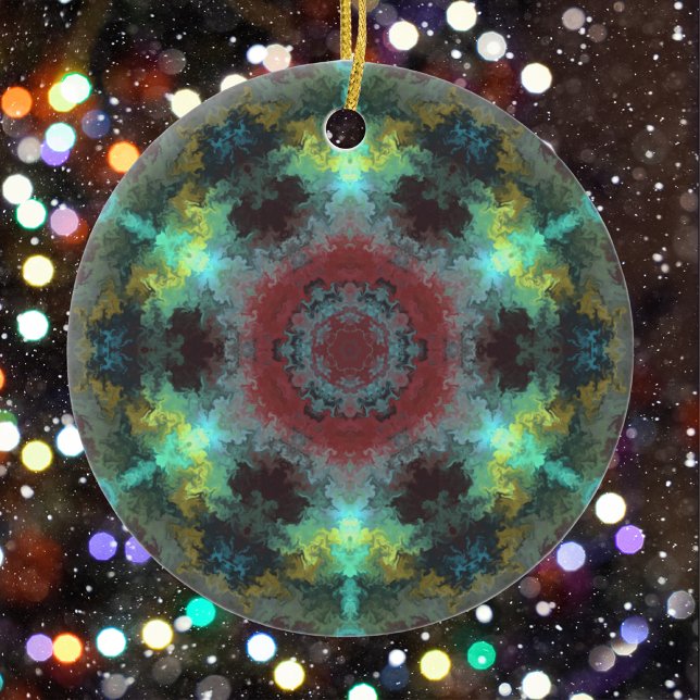Psychedelic Hippie Red Blue and Yellow Ceramic Tree Decoration (Creator Uploaded)