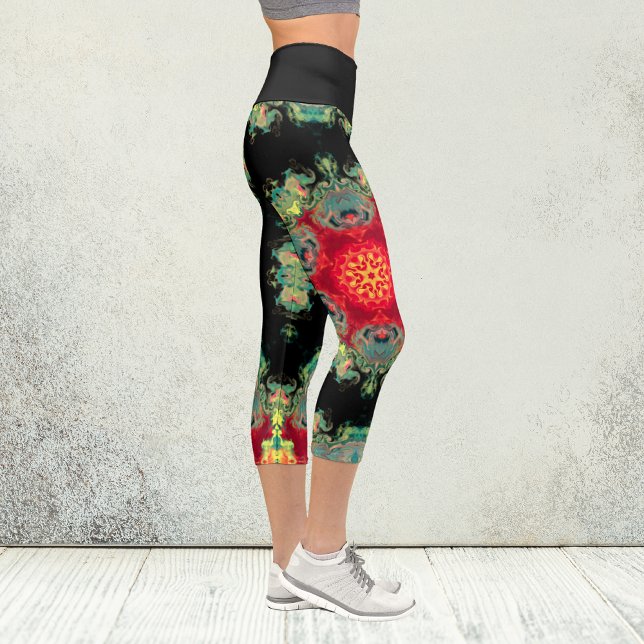 Psychedelic Hippie Red Teal and Black Leggings (Creator Uploaded)