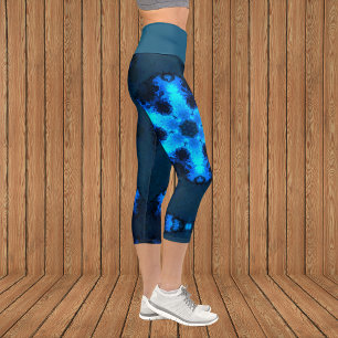 Psychedelic Hippie Snowflake Blue Leggings