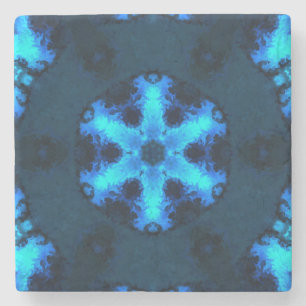 Psychedelic Hippie Snowflake Blue Stone Coaster