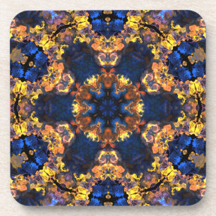 Psychedelic Hippie Yellow and Blue Coaster
