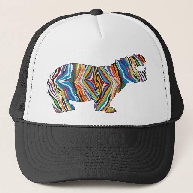 Psychedelic-Hippo Trucker Hat (Front)