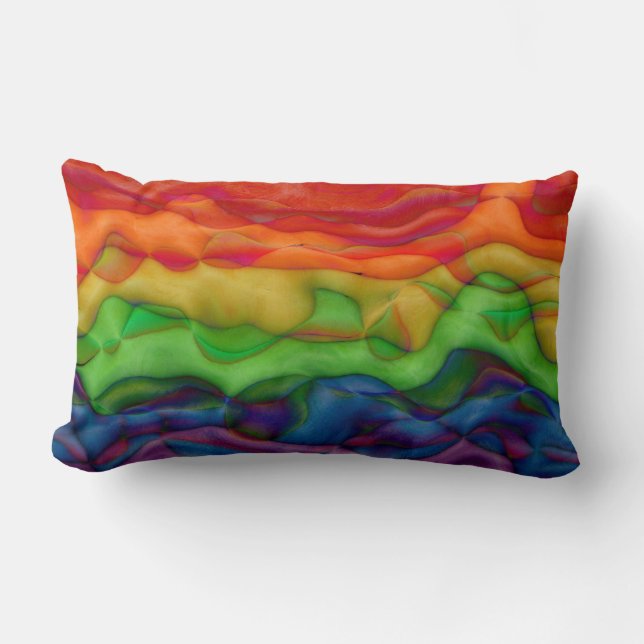 Psychedelic Hippy Rainbow Acid Trip Lumbar Cushion (Front)