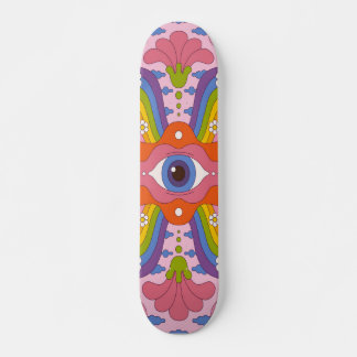 Psychedelic hippy style big eye skateboard