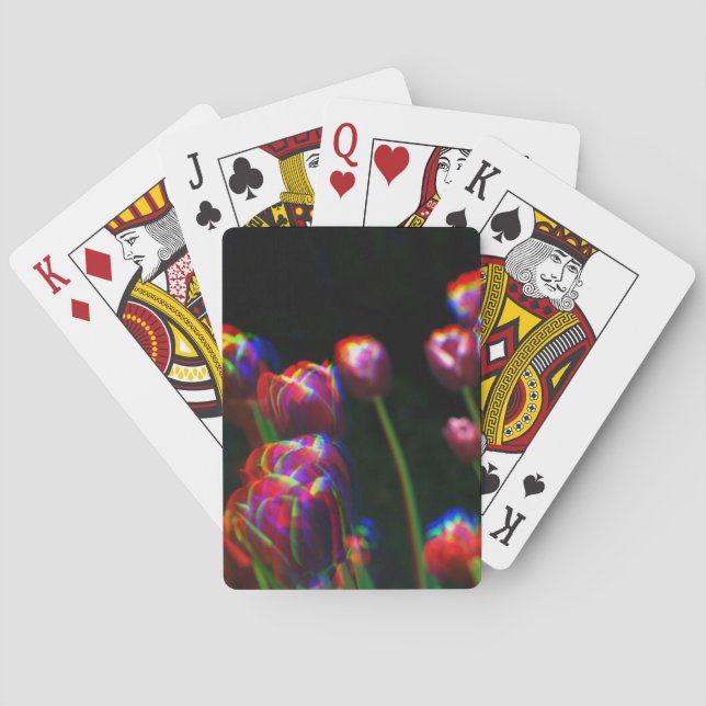Psychedelic Holographic Flowers Playing Cards (Back)