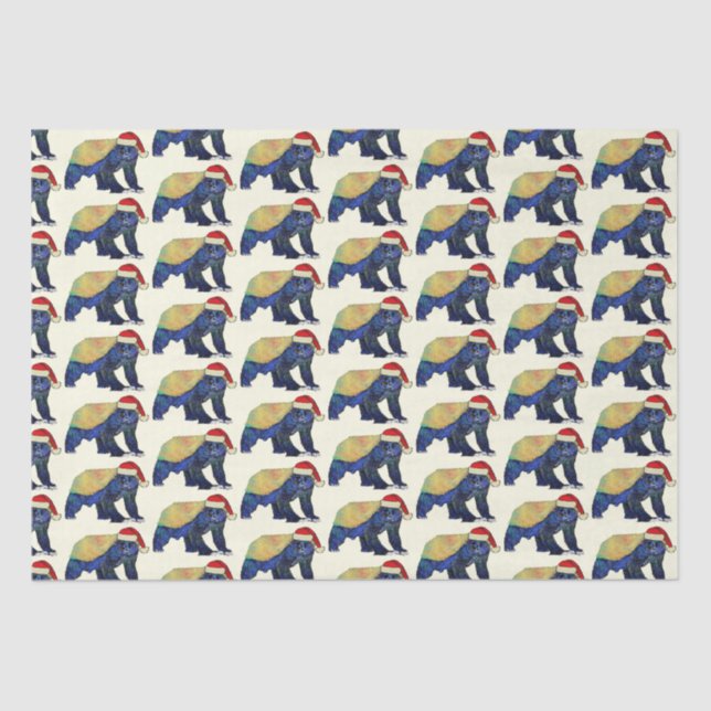 Psychedelic Honey Badger Santa Christmas  Tissue Paper (Front)