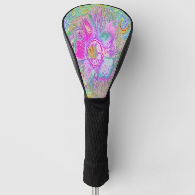Psychedelic Hot Pink and Ultra-Violet Hibiscus Golf Head Cover (Front)