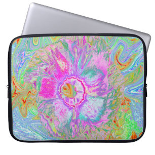 Psychedelic Hot Pink and Ultra-Violet Hibiscus Laptop Sleeve
