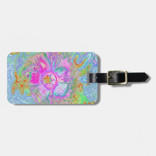 Psychedelic Hot Pink and Ultra-Violet Hibiscus Luggage Tag