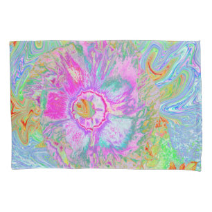 Psychedelic Hot Pink and Ultra-Violet Hibiscus Pillowcase