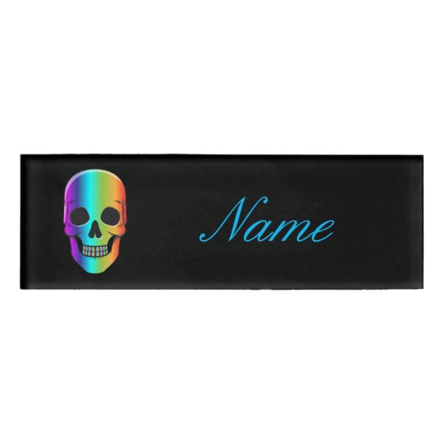 Psychedelic Human Skull Thunder_Cove Name Tag (Front)