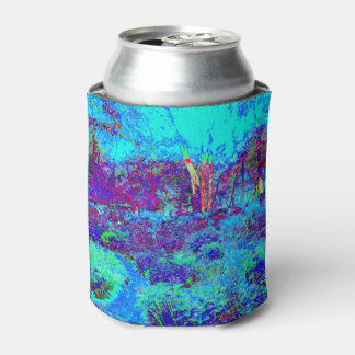 Psychedelic Impressionistic Blue Garden Landscape Can Cooler