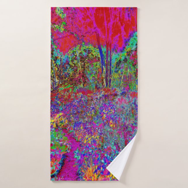 Psychedelic Impressionistic Garden Landscape Bath Towel (Bath Towel)