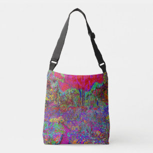 Psychedelic Impressionistic Garden Landscape Crossbody Bag