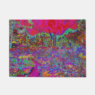 Psychedelic Impressionistic Garden Landscape Doormat