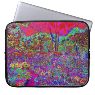 Psychedelic Impressionistic Garden Landscape Laptop Sleeve