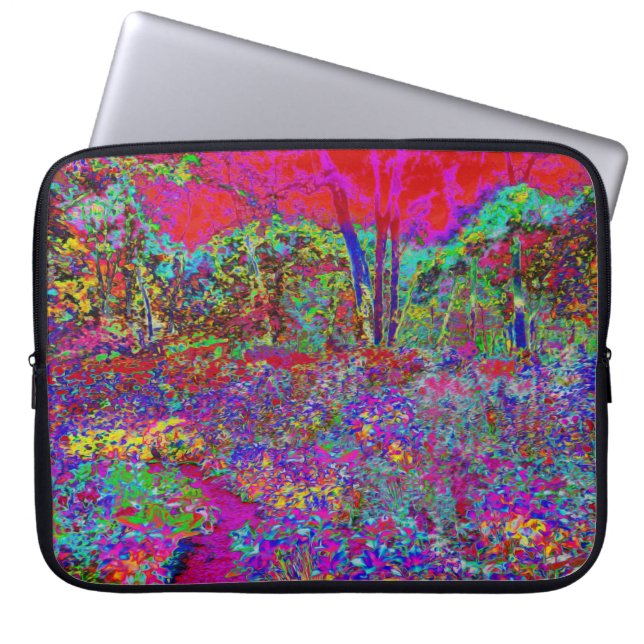 Psychedelic Impressionistic Garden Landscape Laptop Sleeve (Front)