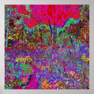 Psychedelic Impressionistic Garden Landscape Poster