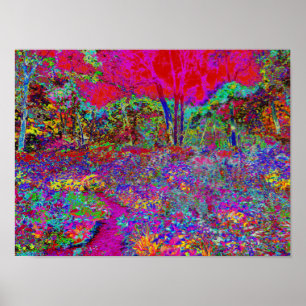 Psychedelic Impressionistic Garden Landscape Poster