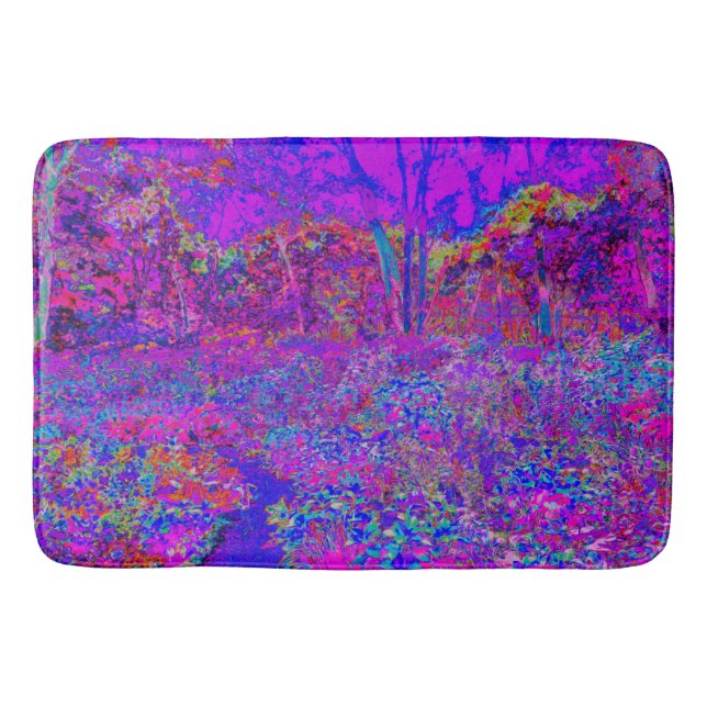 Psychedelic Impressionistic Purple Landscape Bath Mat (Front)