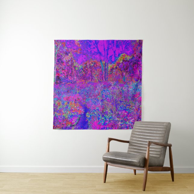 Psychedelic Impressionistic Purple Landscape Tapestry (In Situ)
