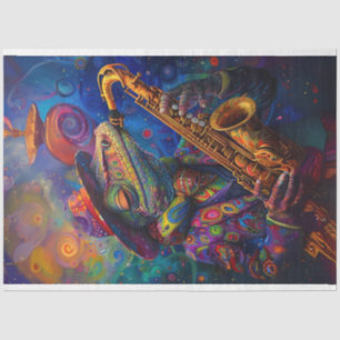 Psychedelic Jazz Playing Lenny Lizard Decoupage  Tissue Paper
