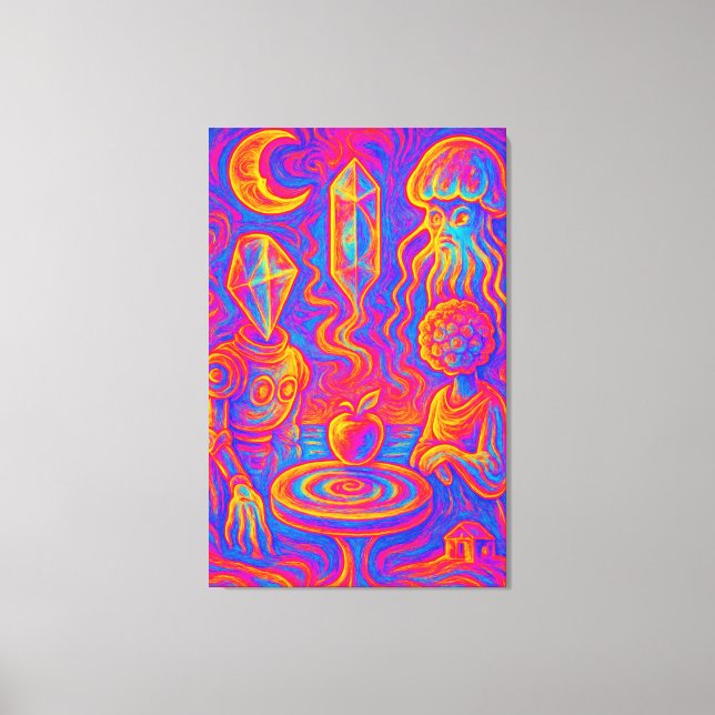 Psychedelic Jellyfish Crystal Canvas Print (Front)