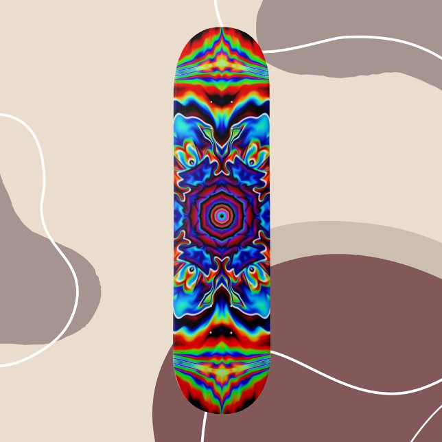 Psychedelic Kaleidoscope Blue Red and Green Skateboard (Creator Uploaded)