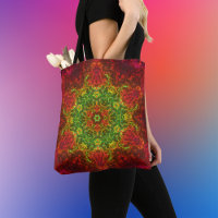 Psychedelic Kaleidoscope Flower Green and Red