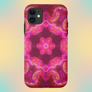 Psychedelic Kaleidoscope Flower Pink Red and Green Case-Mate iPhone Case