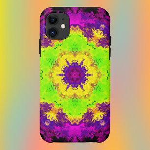 Psychedelic Kaleidoscope Green Yellow and Purple Case-Mate iPhone Case