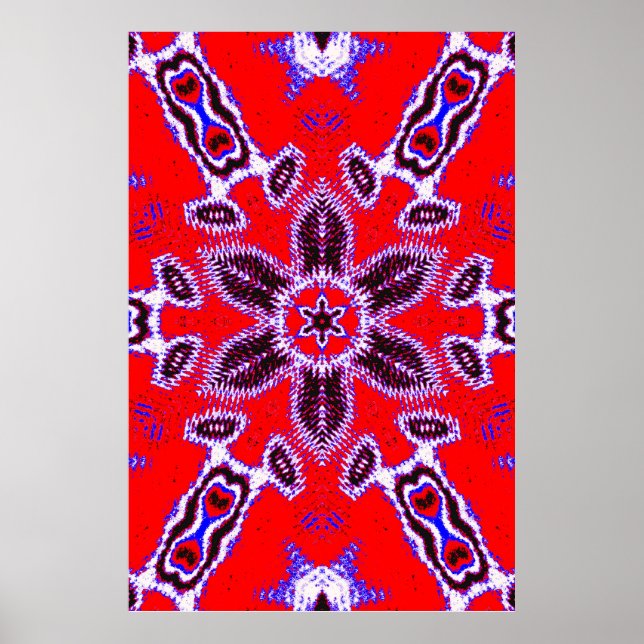 Psychedelic Kaleidoscope Poster - Neon Abstract (Front)