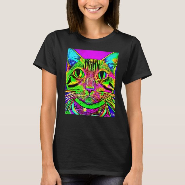 Psychedelic Kitty Kitten In Cat Style 1 T-Shirt (Front)