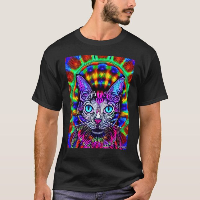 Psychedelic Kitty Kitten In Cat Style 4 T-Shirt (Front)